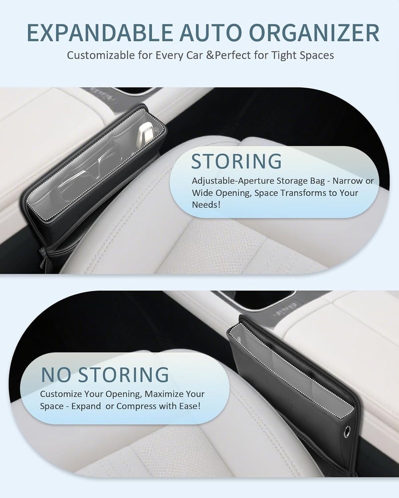 FLORICH Car Seat Gap Filler Organizer, 2-in-1 Seats Gap Filler Organizer and Storages Between Seat Car Gap Filler, Car Organizer Front Seat Universal Fit for Car SUV Truck Black 1 Pack - Image 4